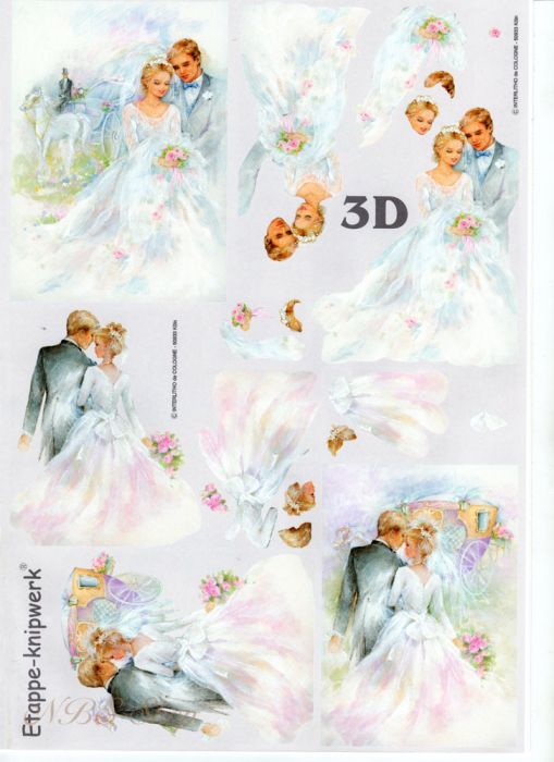 3D Bogen Brautpaar mit Kutsche